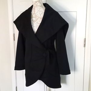 NWT Badgley Mischka Fleece-Lined Wrap Jacket Black Size M